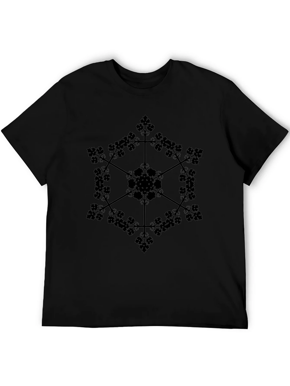 Geometric Botanical Black Graphic T-Shirt product image 5