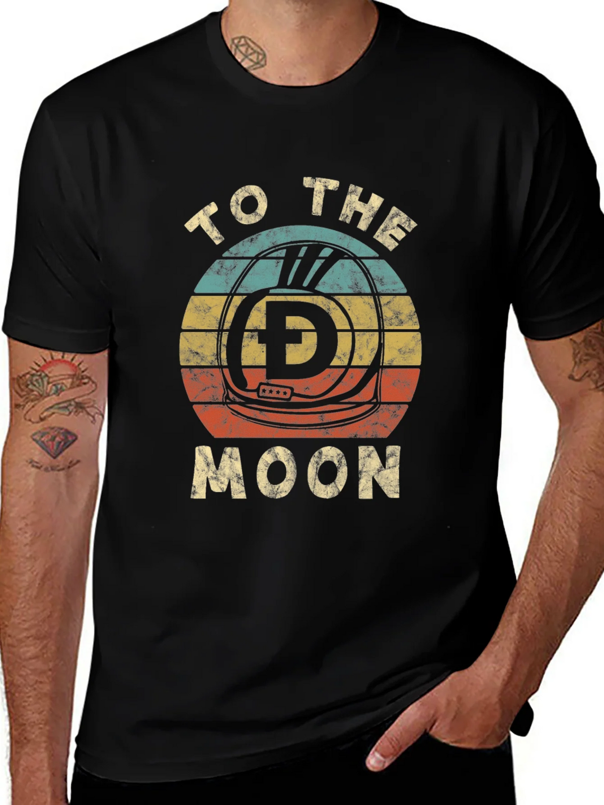 Retro Dogecoin To The Moon Graphic T-Shirt product image 1