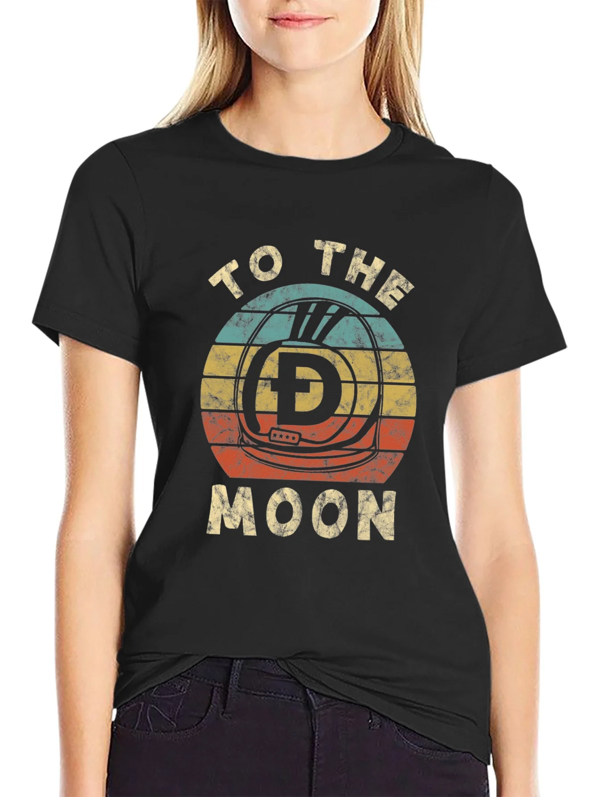 Retro Dogecoin To The Moon Graphic T-Shirt product image 2