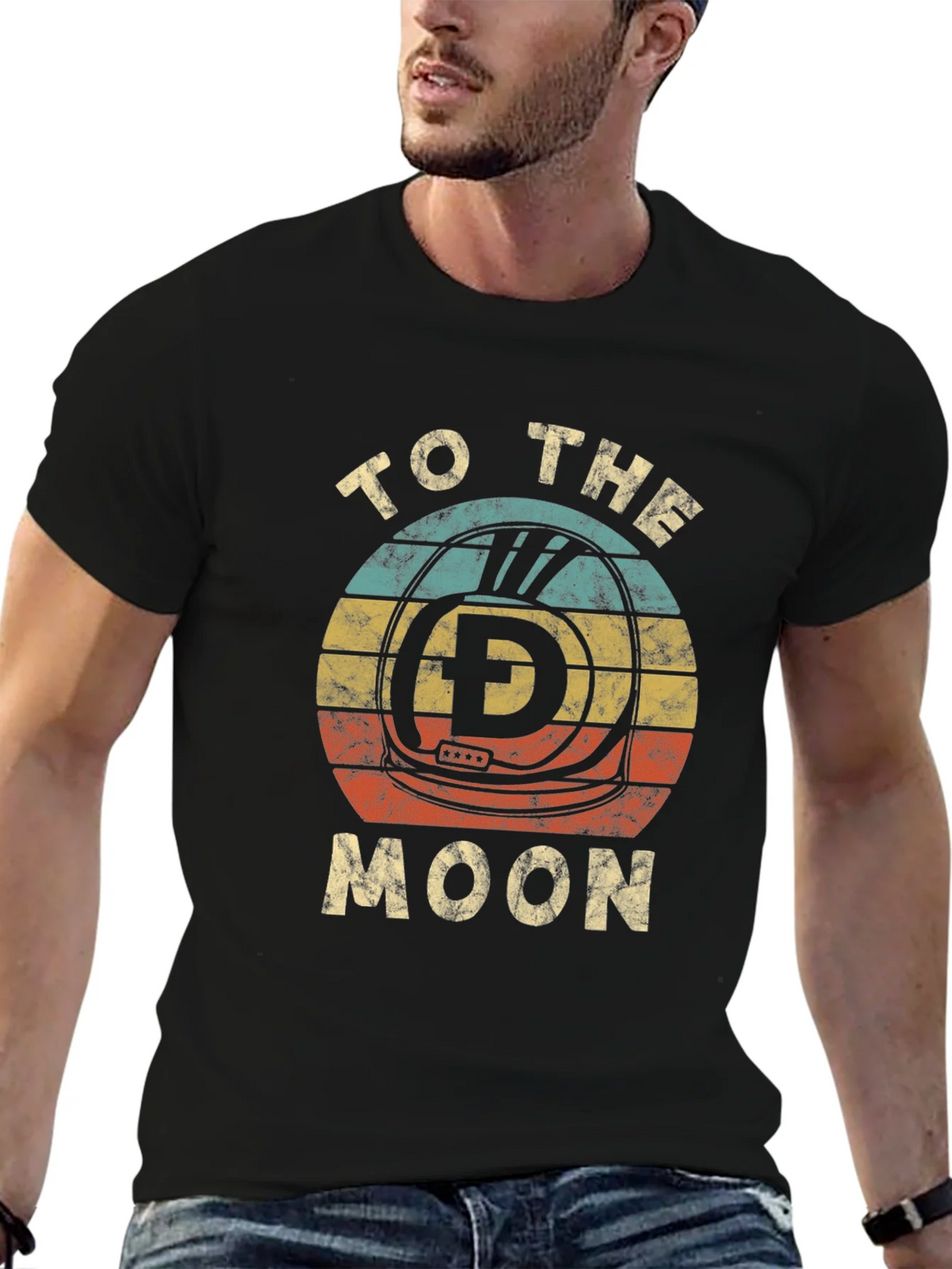 Retro Dogecoin To The Moon Graphic T-Shirt product image 6