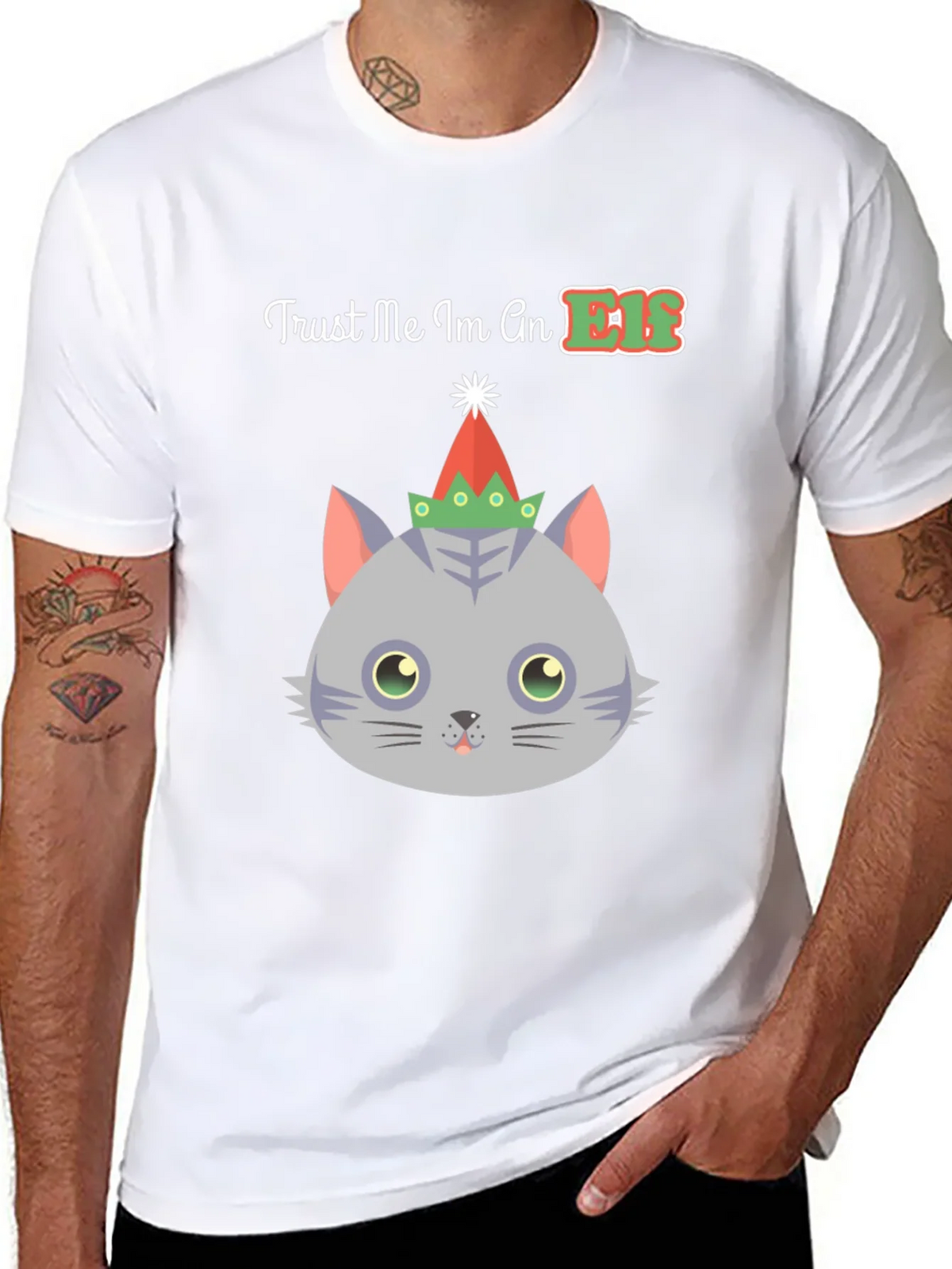 Trust Me Im An Elf Cat Christmas T-Shirt product image 7