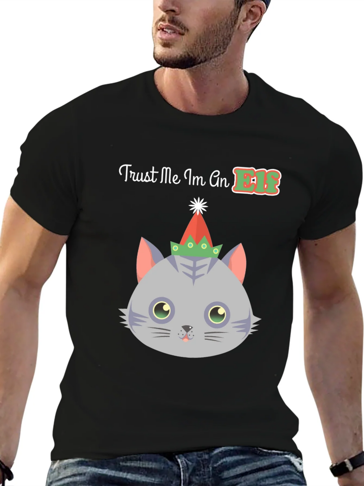 Trust Me Im An Elf Cat Christmas T-Shirt product image 6