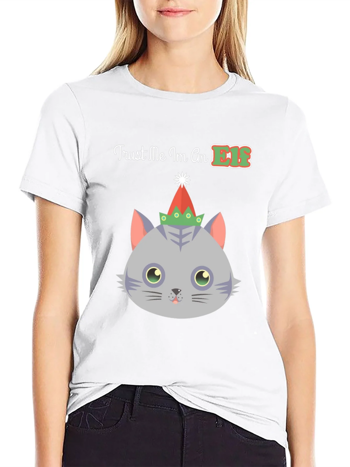 Trust Me Im An Elf Cat Christmas T-Shirt product image 8