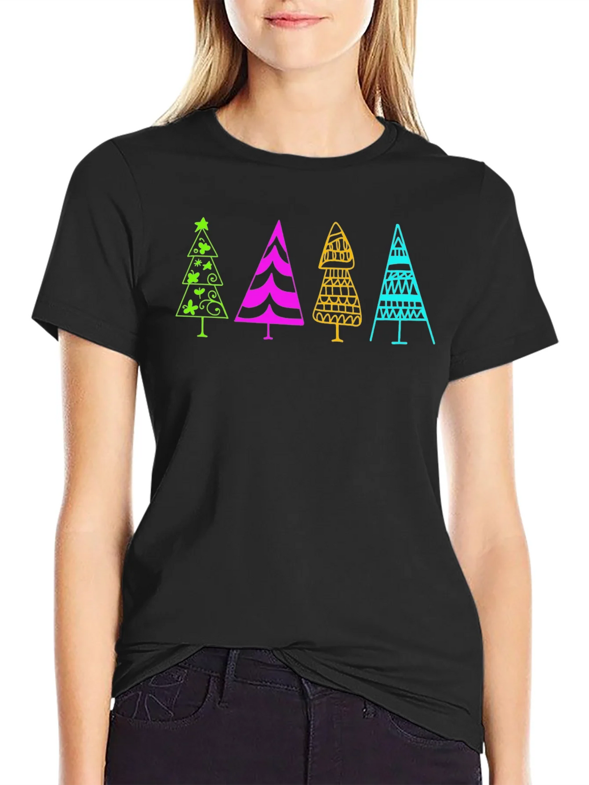 Fun Christmas Trees Black T-Shirt product image 2