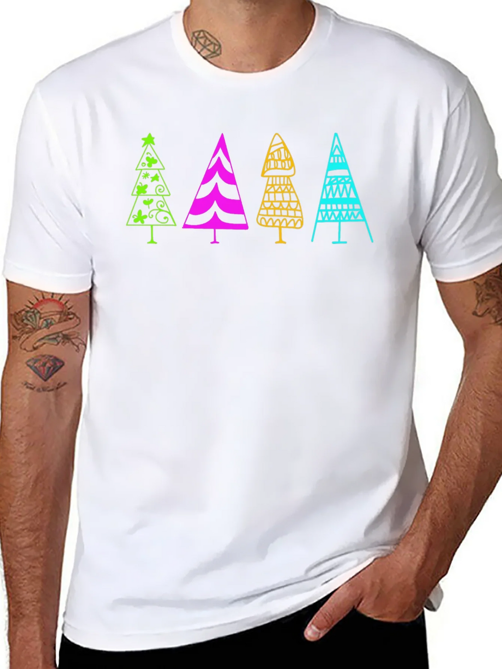 Fun Christmas Trees Black T-Shirt product image 6