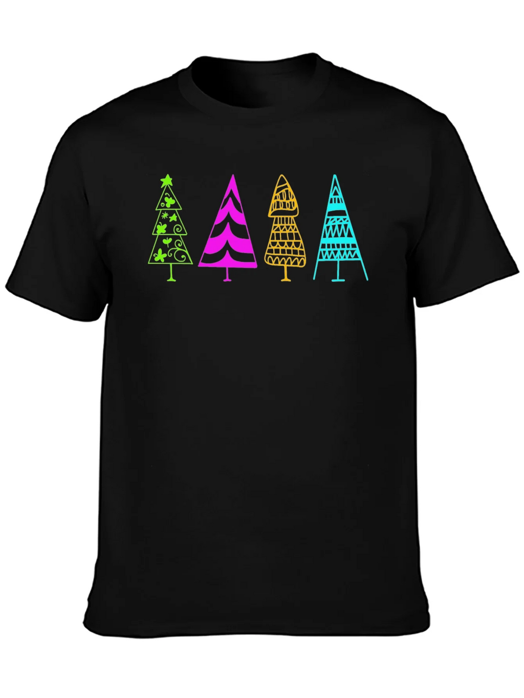 Fun Christmas Trees Black T-Shirt product image 3