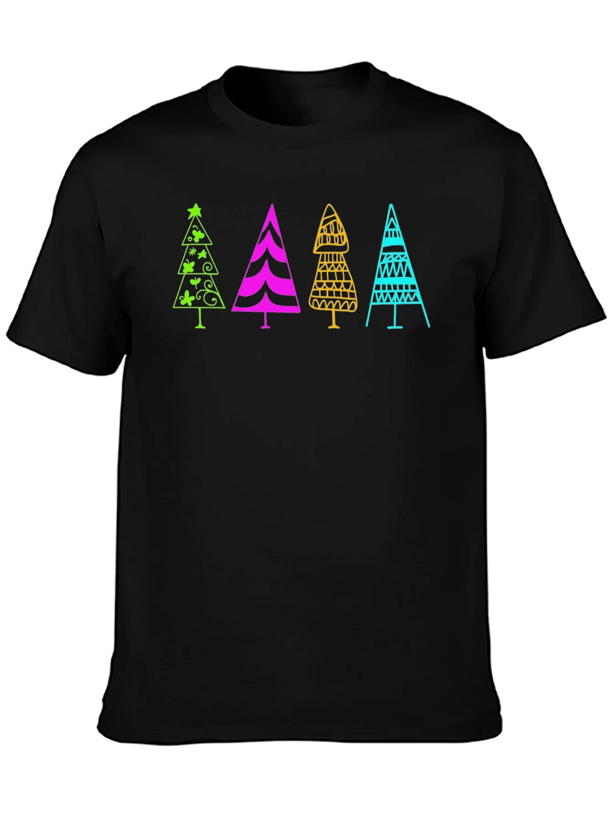 Fun Christmas Trees Black T-Shirt product image 3
