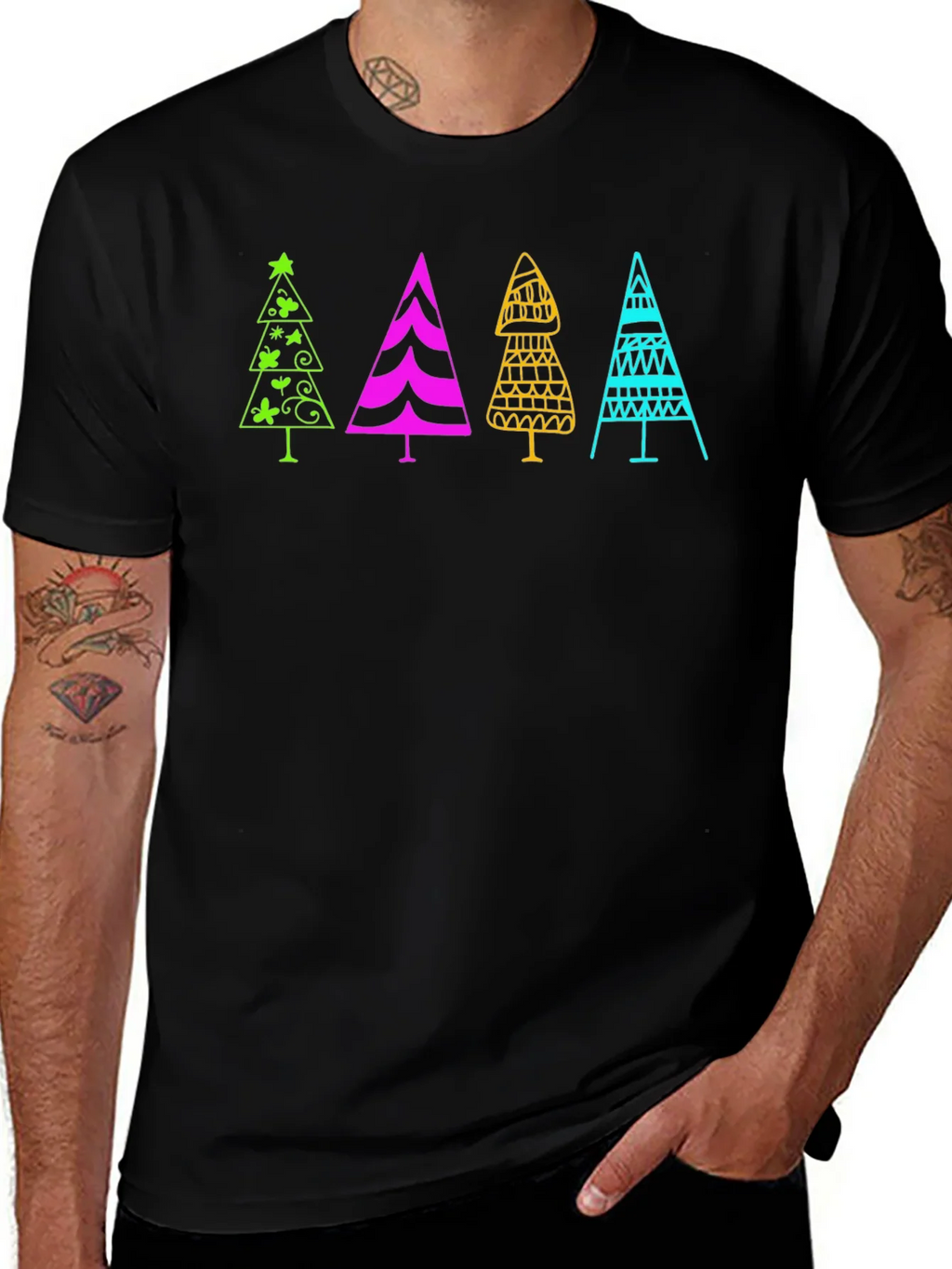 Fun Christmas Trees Black T-Shirt product image 1