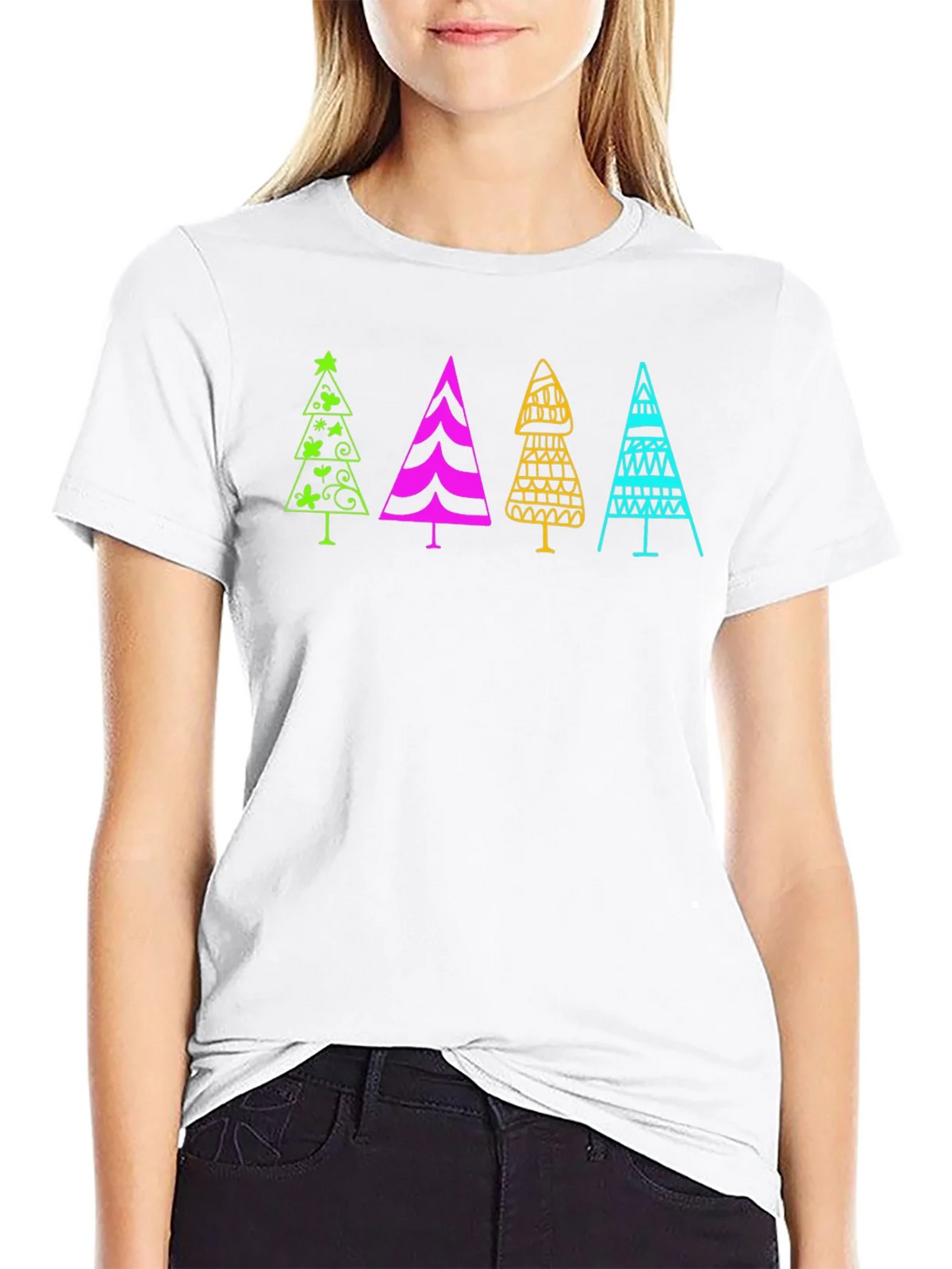 Fun Christmas Trees Black T-Shirt product image 7