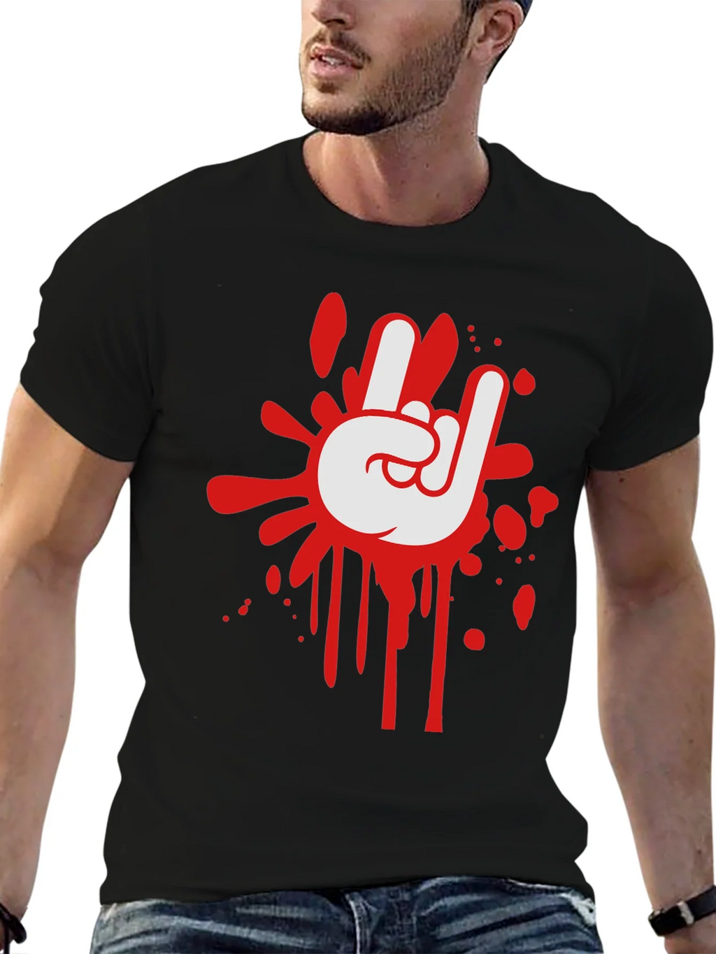 Rock On Graphic Black T-Shirt product image 6