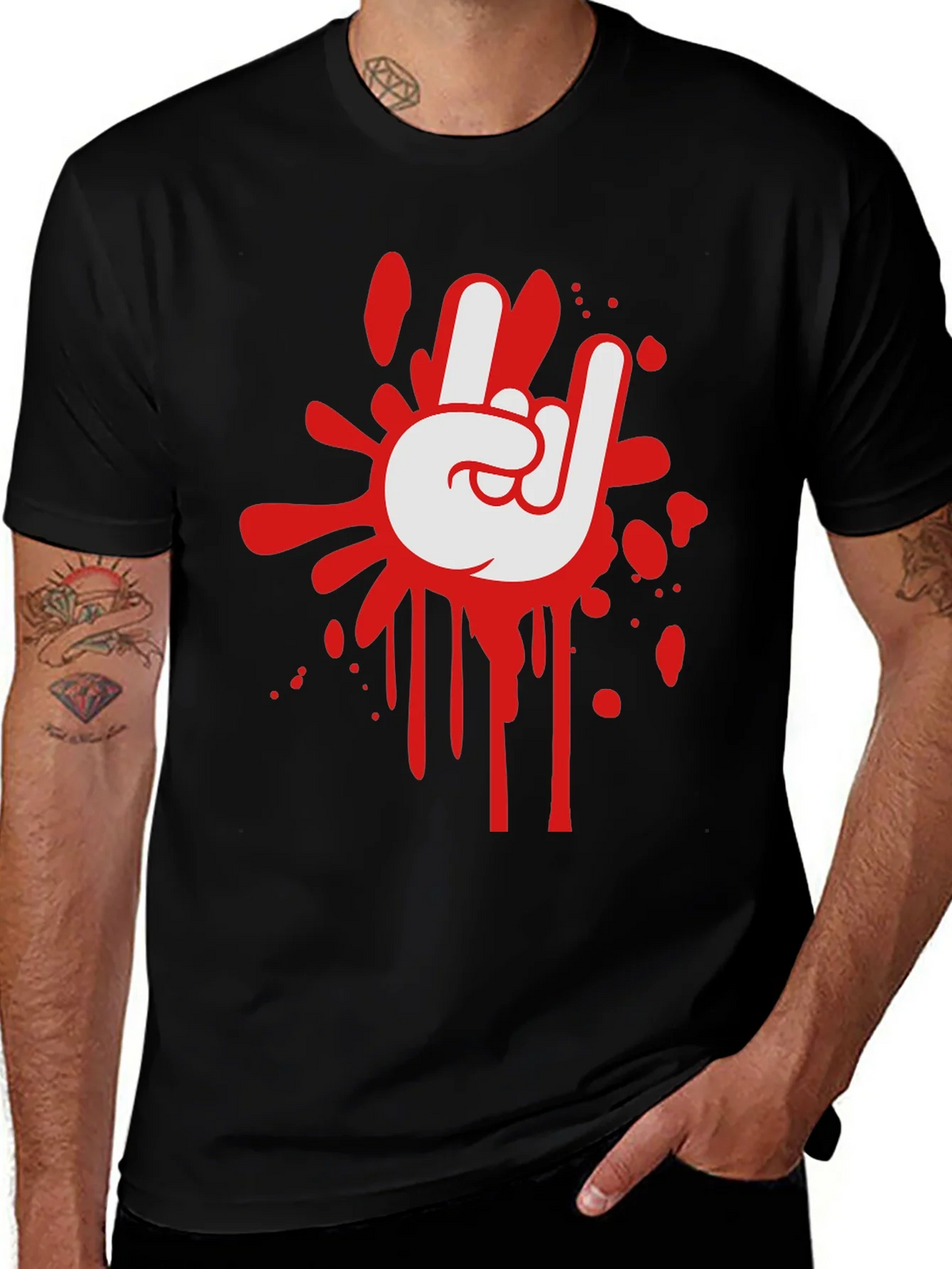 Rock On Graphic Black T-Shirt product image 1