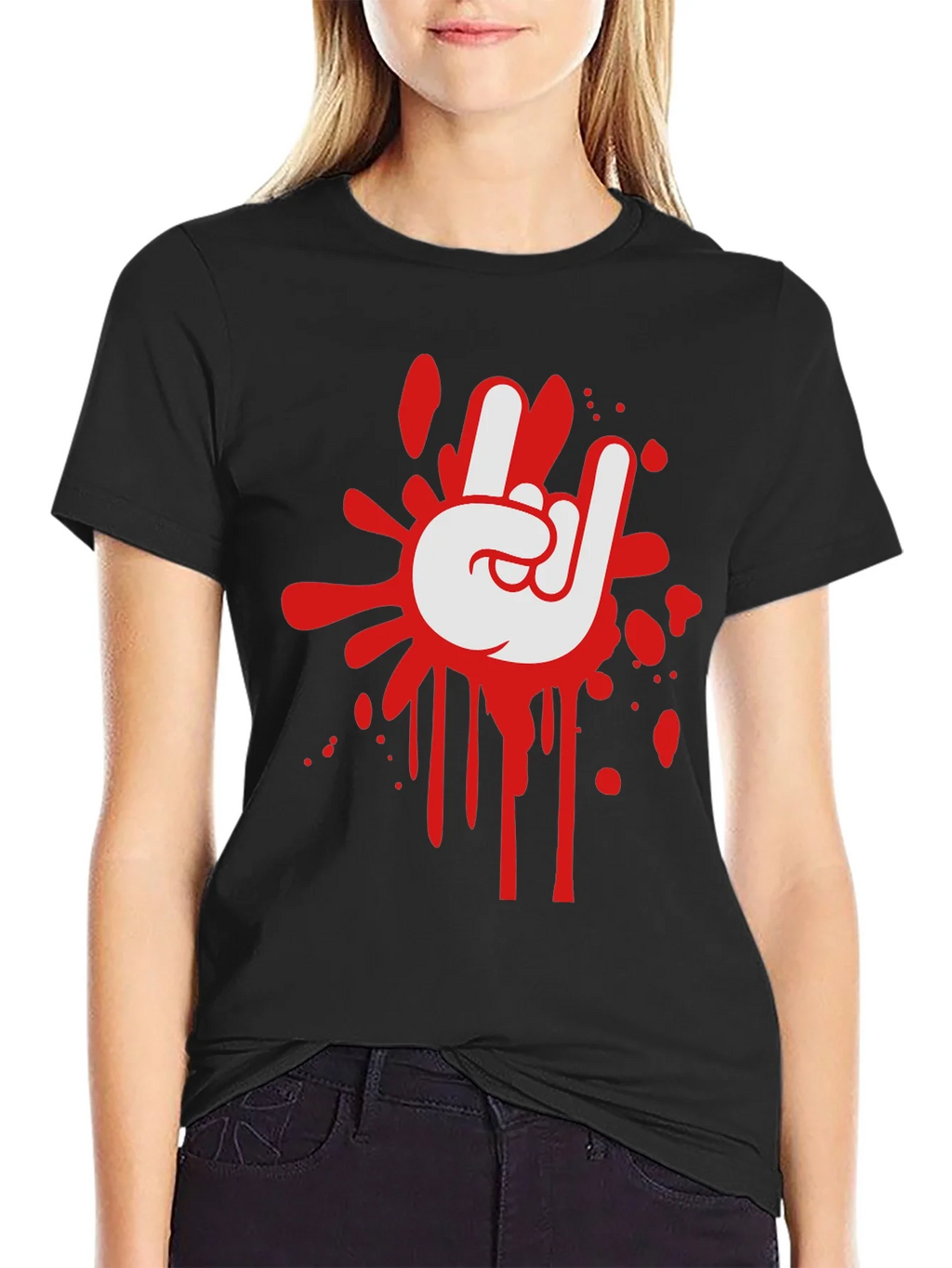 Rock On Graphic Black T-Shirt product image 2