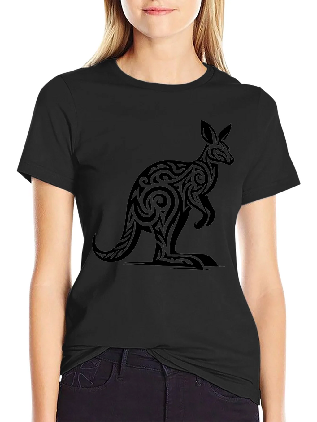Tribal Kangaroo Graphic Black Tee product image 2
