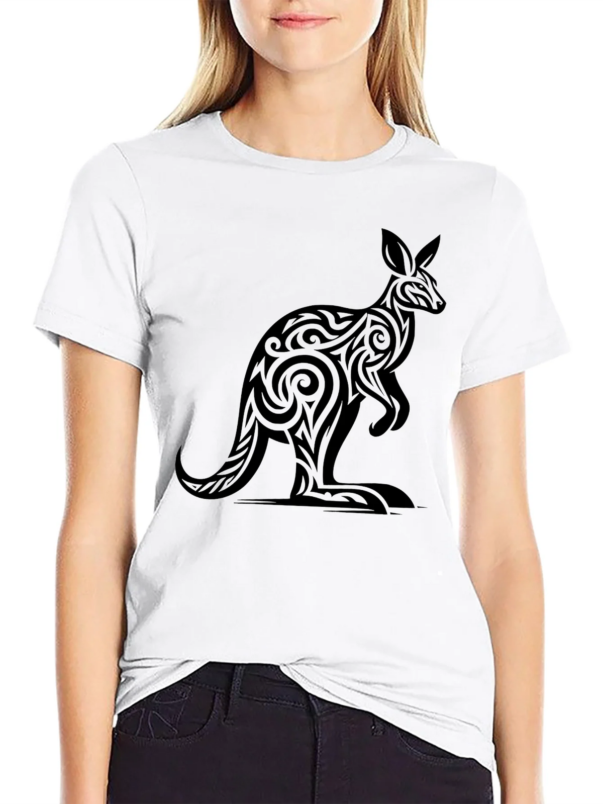 Tribal Kangaroo Graphic Black Tee product image 7