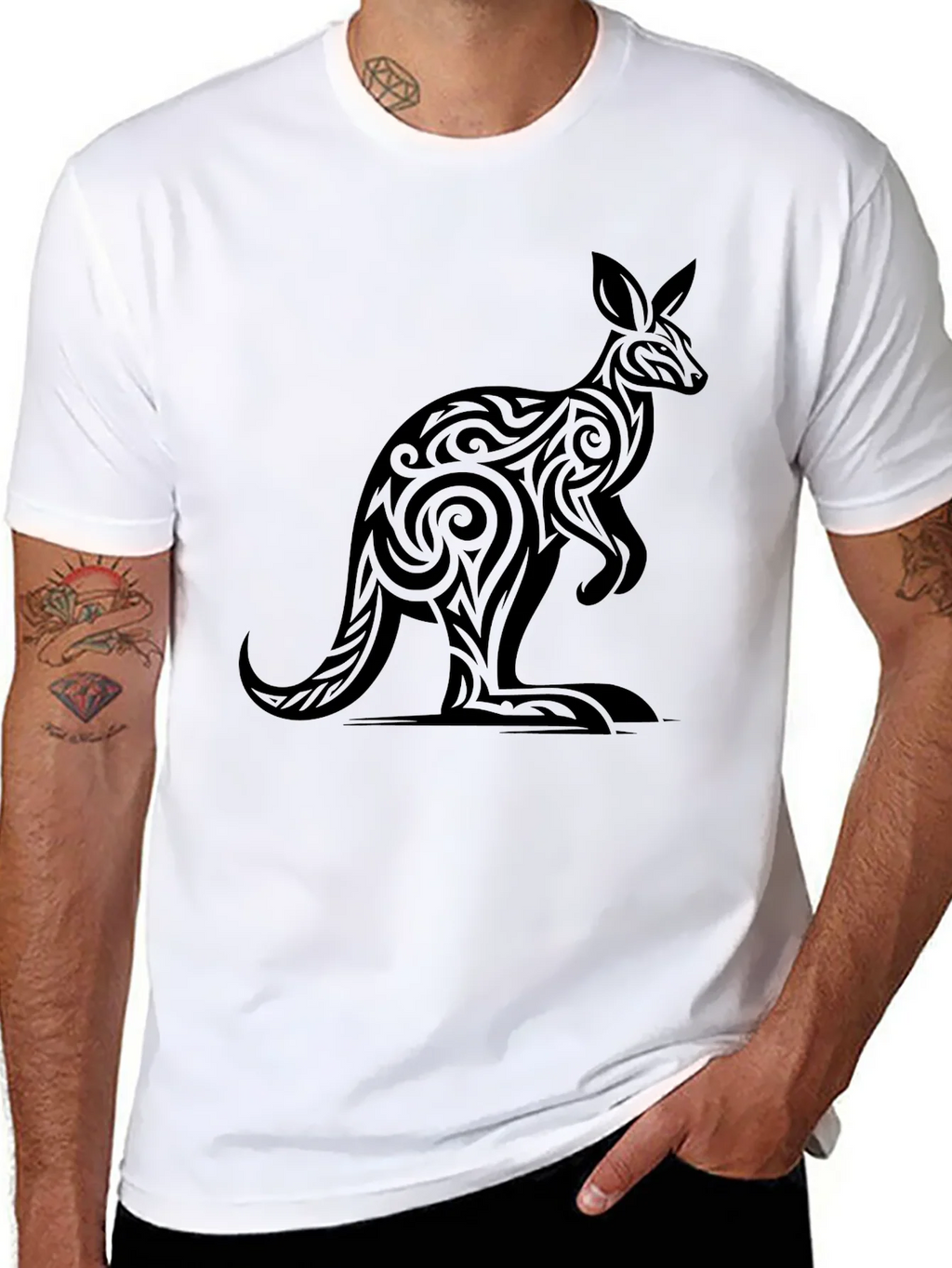 Tribal Kangaroo Graphic Black Tee product image 6