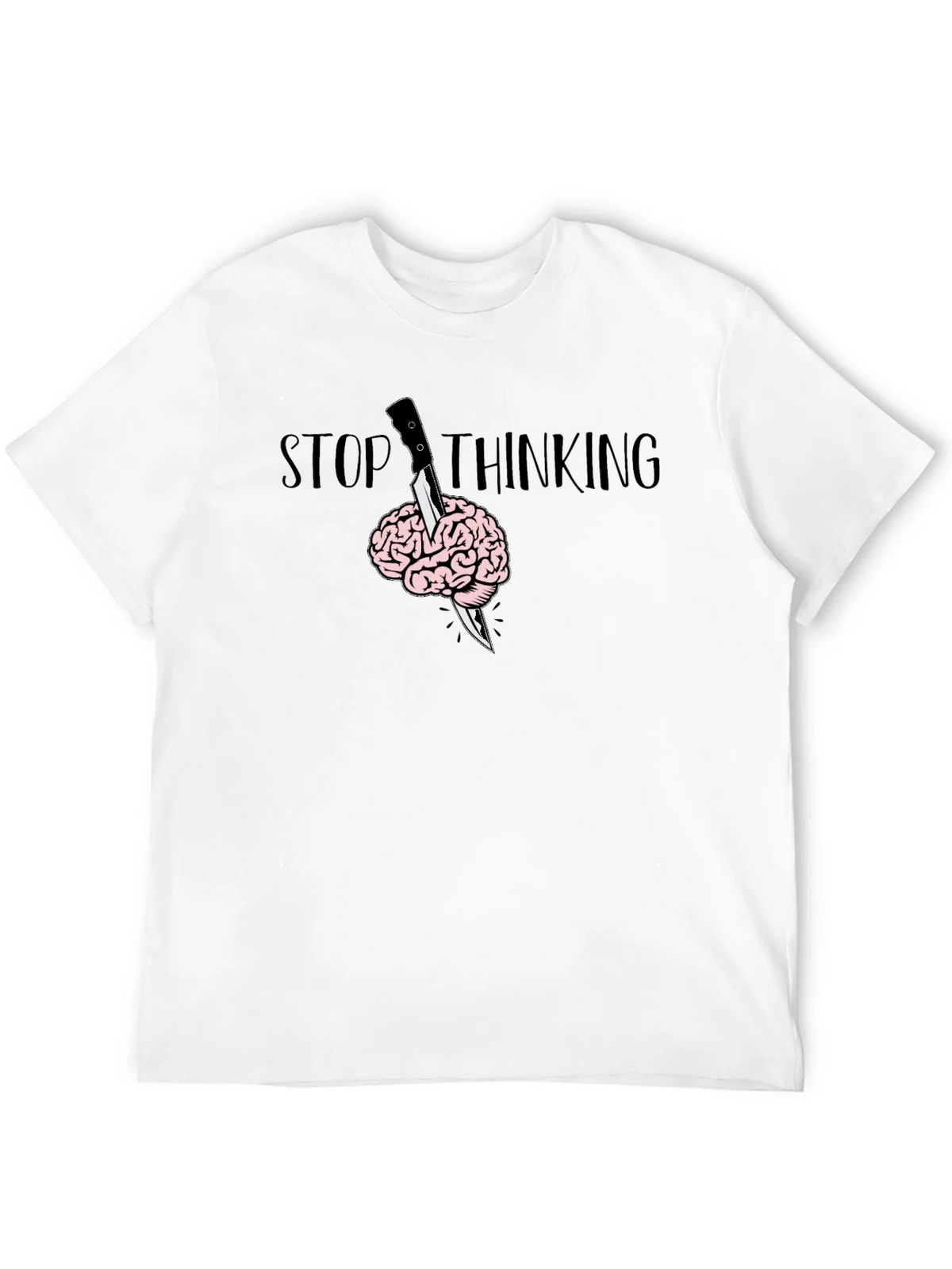 Stop Thinking Graphic T-Shirt - Brain Knife Tee product image 11
