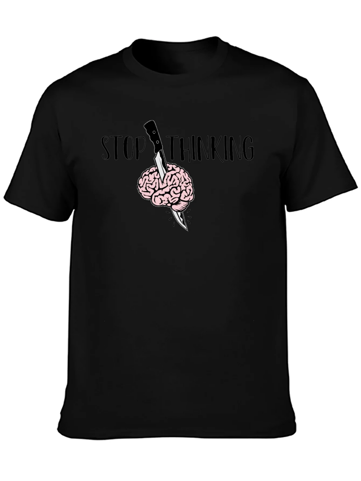 Stop Thinking Graphic T-Shirt - Brain Knife Tee product image 3