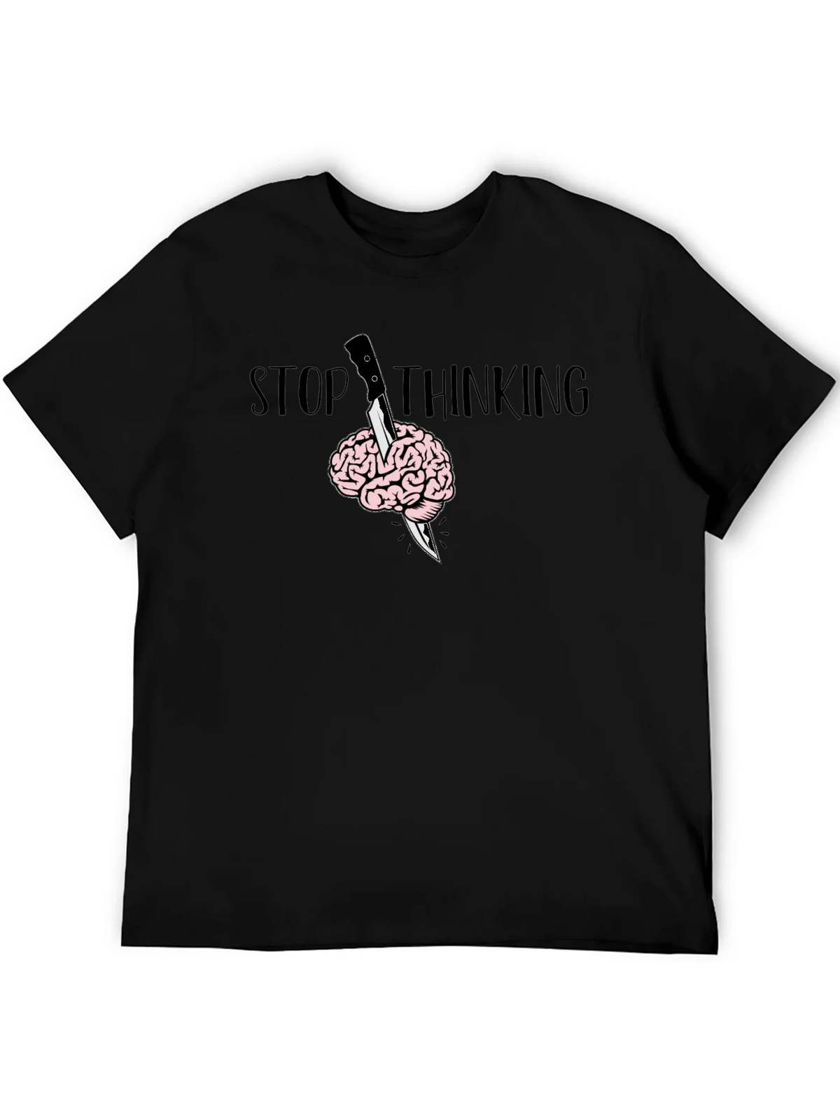 Stop Thinking Graphic T-Shirt - Brain Knife Tee product image 5