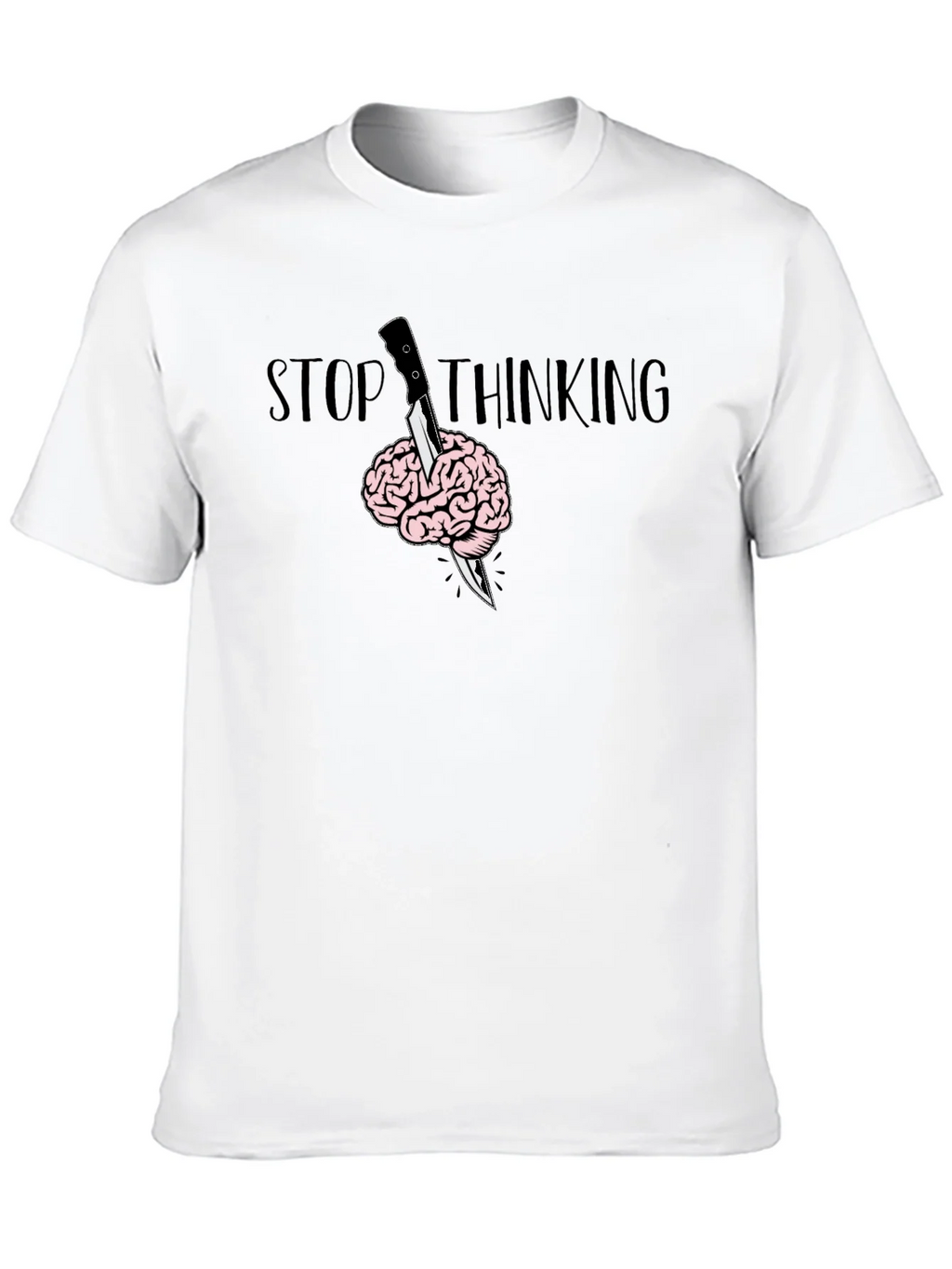 Stop Thinking Graphic T-Shirt - Brain Knife Tee product image 9