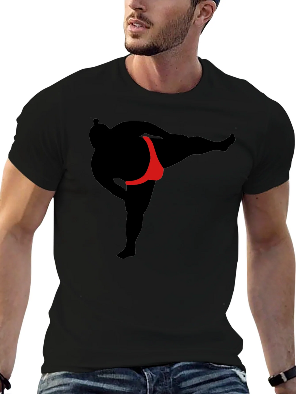 Sumo Wrestler Graphic T-Shirt - Black product image 2