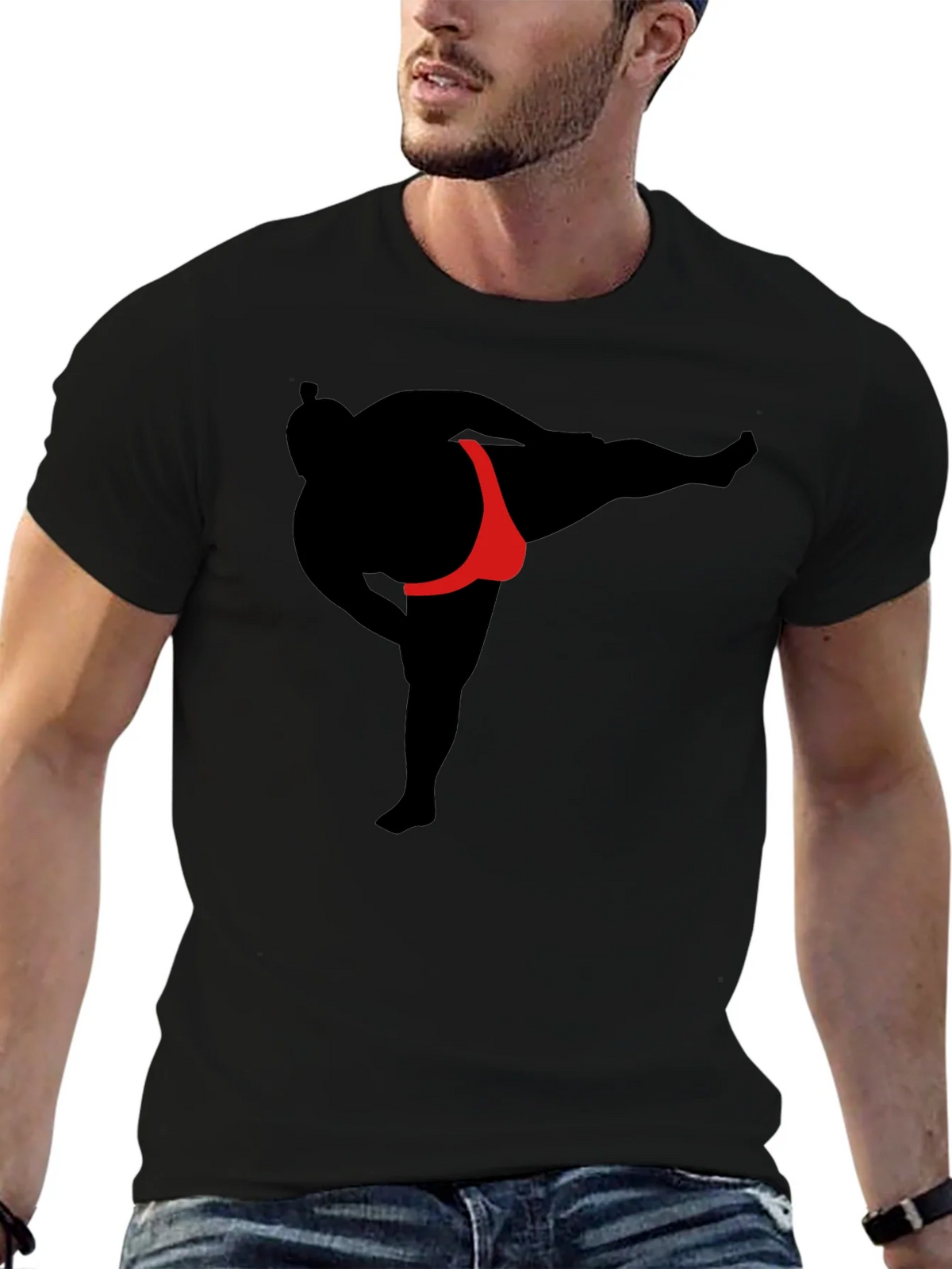 Sumo Wrestler Graphic T-Shirt - Black product image 2