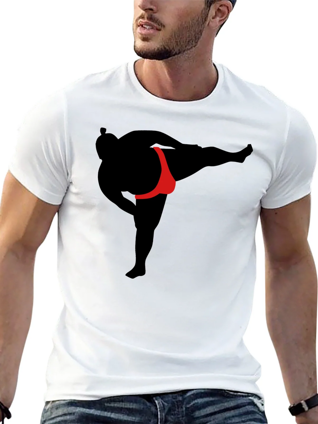 Sumo Wrestler Graphic T-Shirt - Black product image 6