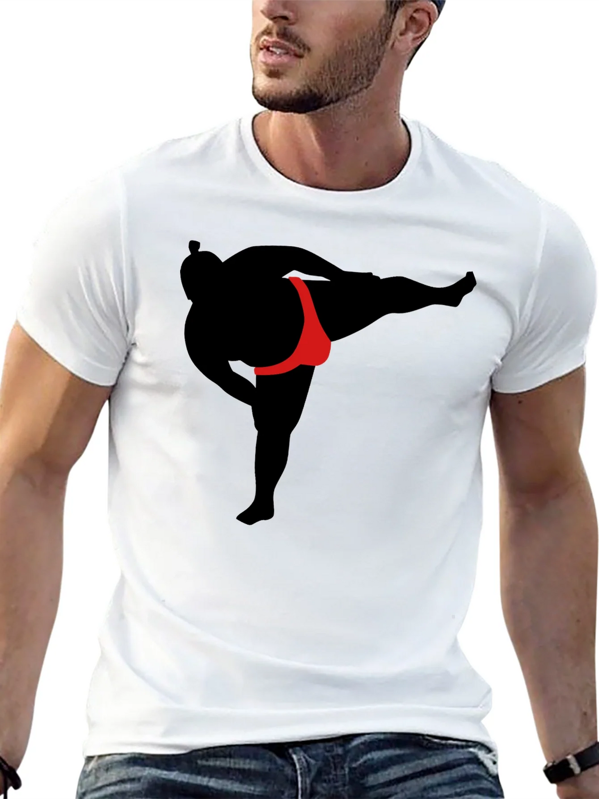 Sumo Wrestler Graphic T-Shirt - Black product image 6