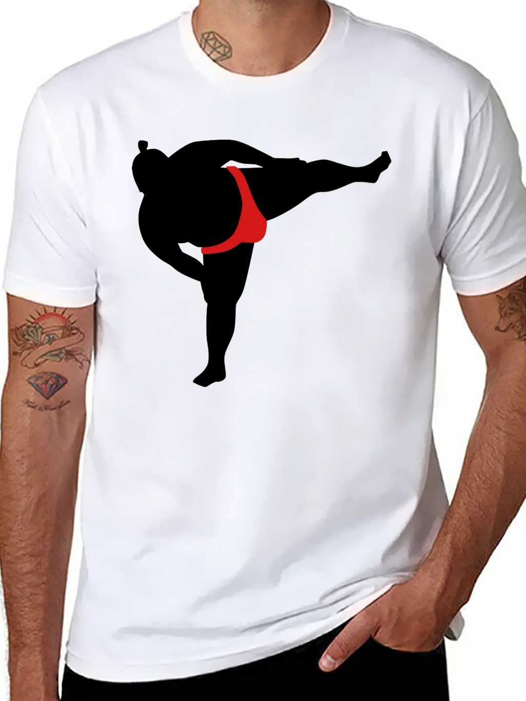 Sumo Wrestler Graphic T-Shirt - Black product image 3