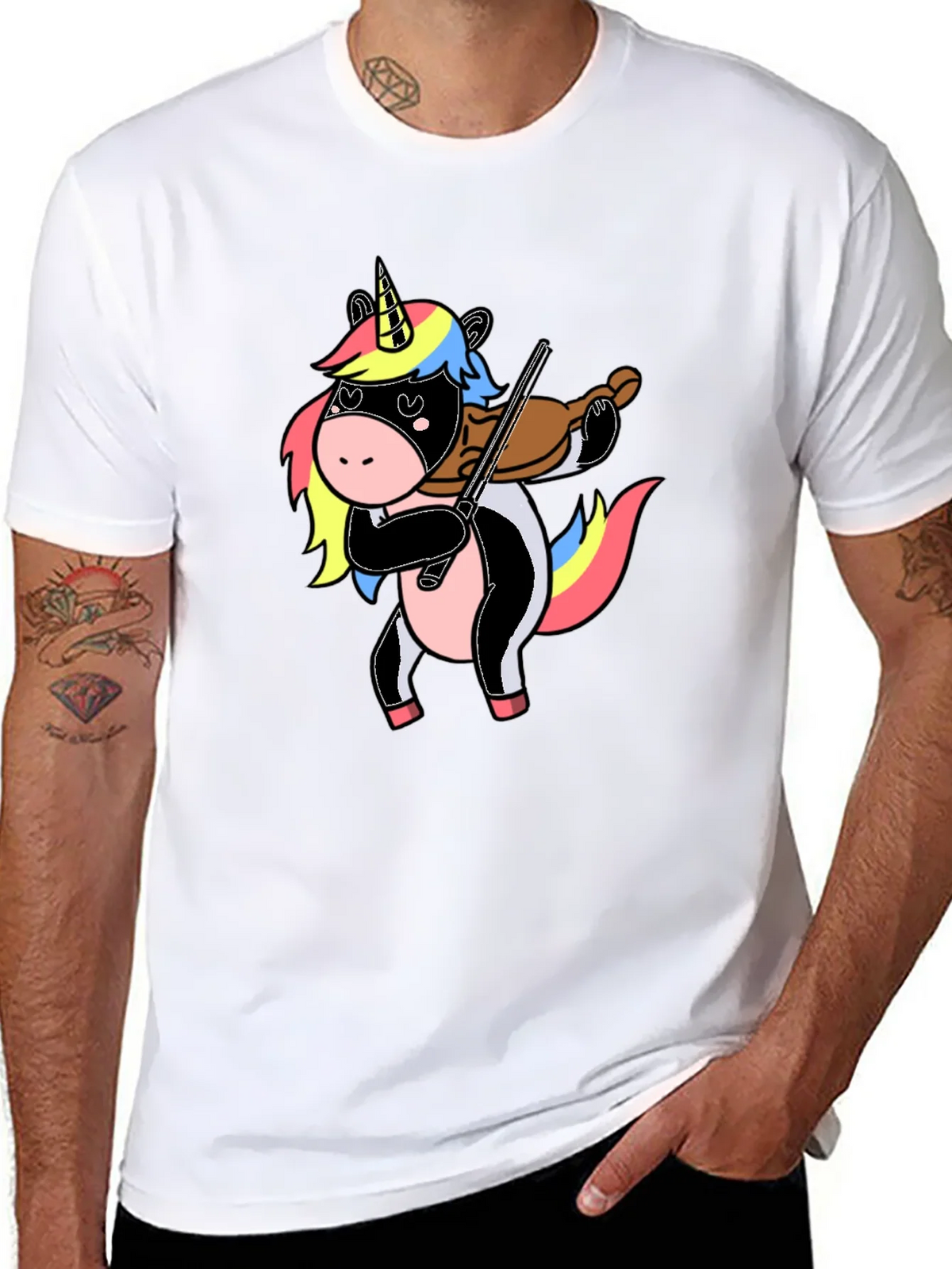 Unicorn Violin Player Graphic T-Shirt product image 7