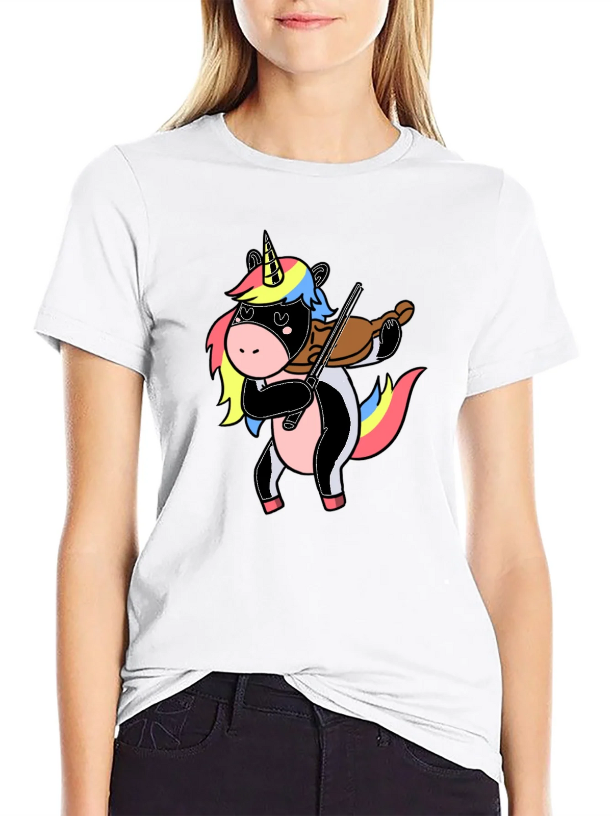 Unicorn Violin Player Graphic T-Shirt product image 8
