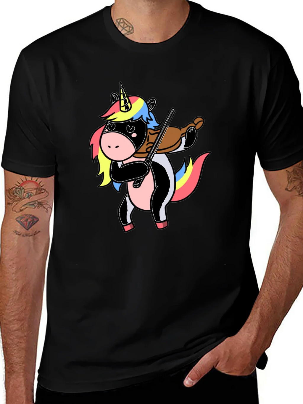 Unicorn Violin Player Graphic T-Shirt product image 1