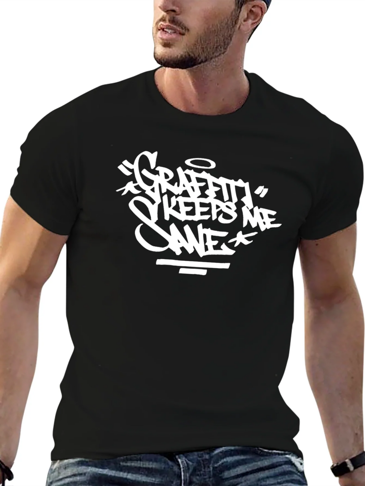 Graffiti Keeps Me Sane Black T-Shirt product image 5