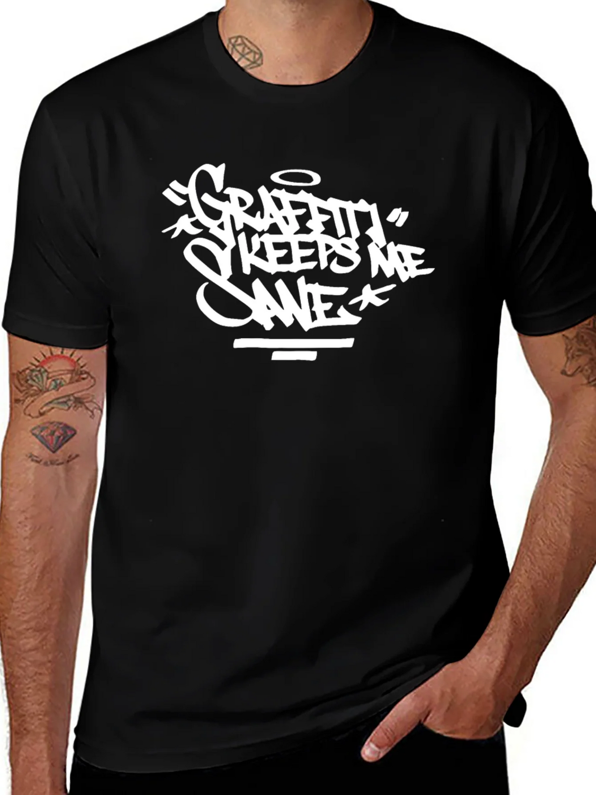 Graffiti Keeps Me Sane Black T-Shirt product image 1