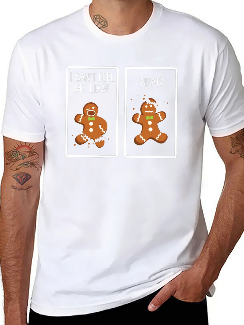 Funny Gingerbread Man T-Shirt - Cant Feel My Legs! product image 4