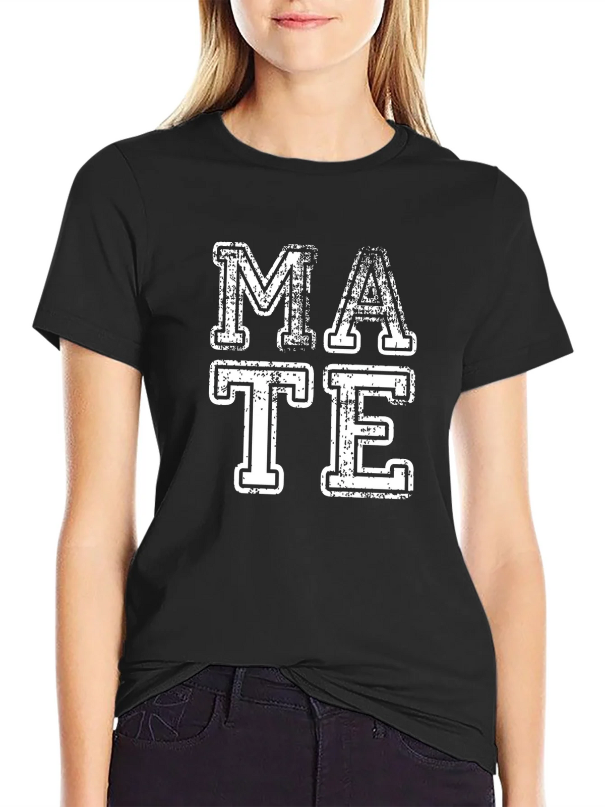 Retro MATE Graphic Print Black Crew Neck T-Shirt product image 2