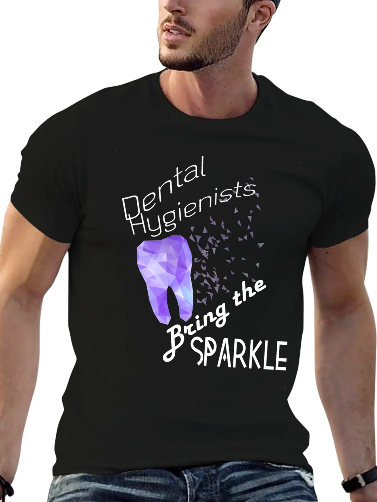Dental Hygienist Sparkle T-Shirt - Black product image 5