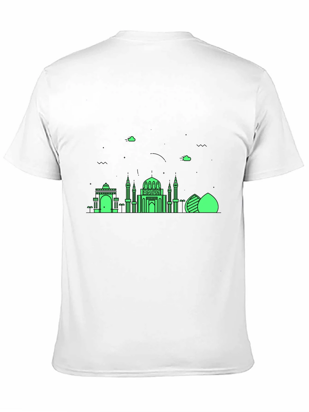 Black T-Shirt with Green Architectural Design product image 10