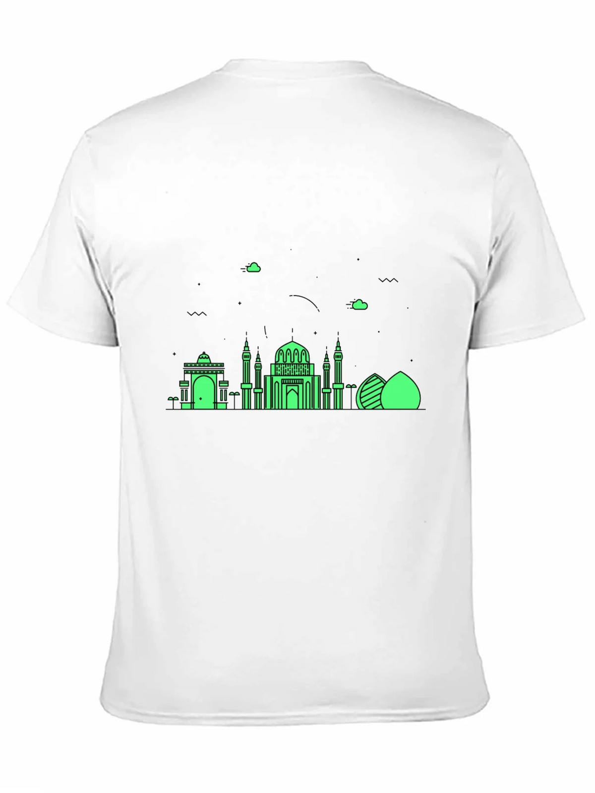 Black T-Shirt with Green Architectural Design product image 10