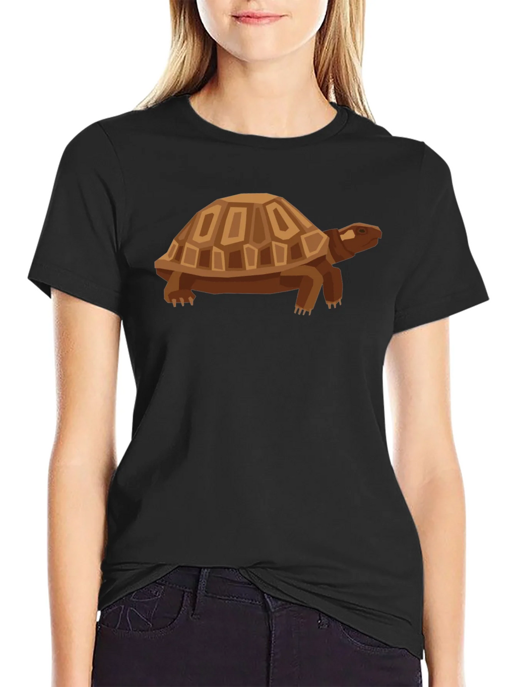 Geometric Turtle Graphic Tee - Casual Black Shirt product image 2