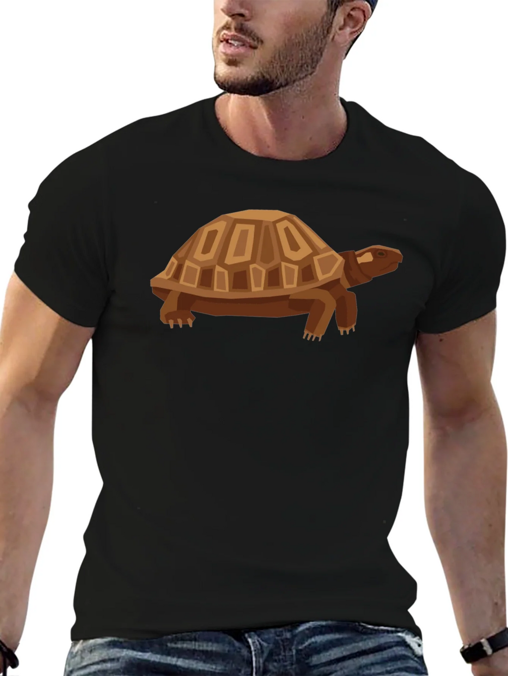 Geometric Turtle Graphic Tee - Casual Black Shirt product image 6