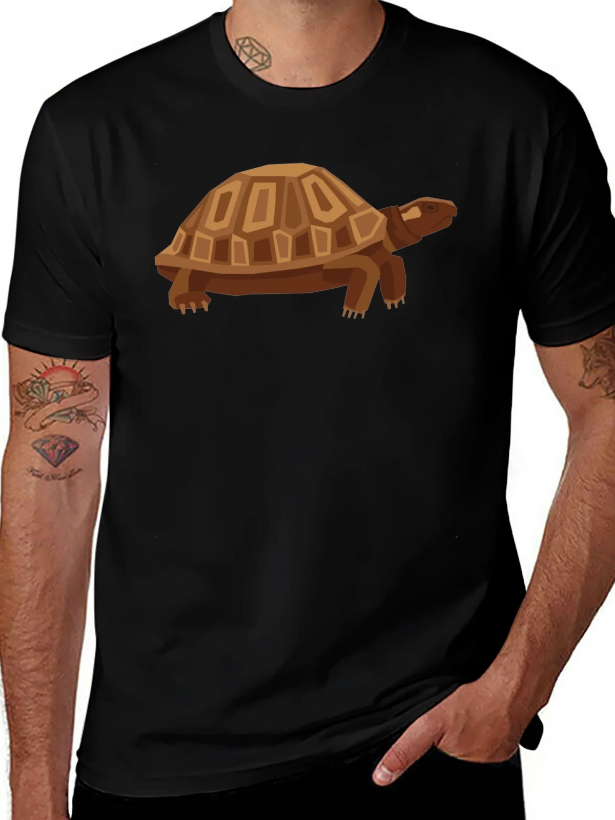 Geometric Turtle Graphic Tee - Casual Black Shirt product image 1