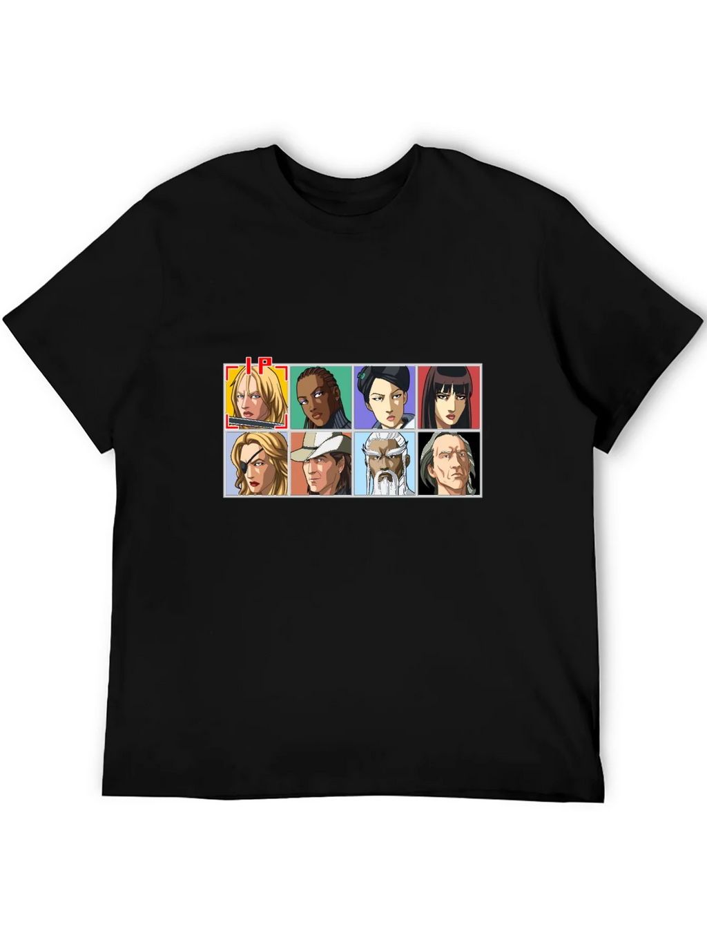Anime Character Grid Black T-Shirt product image 5