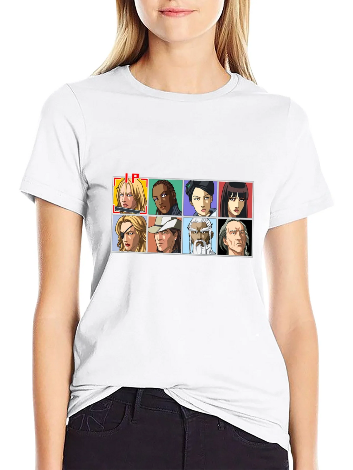 Anime Character Grid Black T-Shirt product image 8