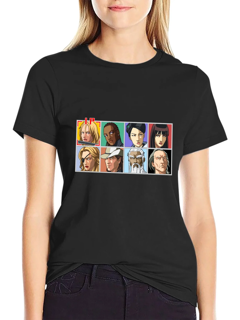 Anime Character Grid Black T-Shirt product image 2