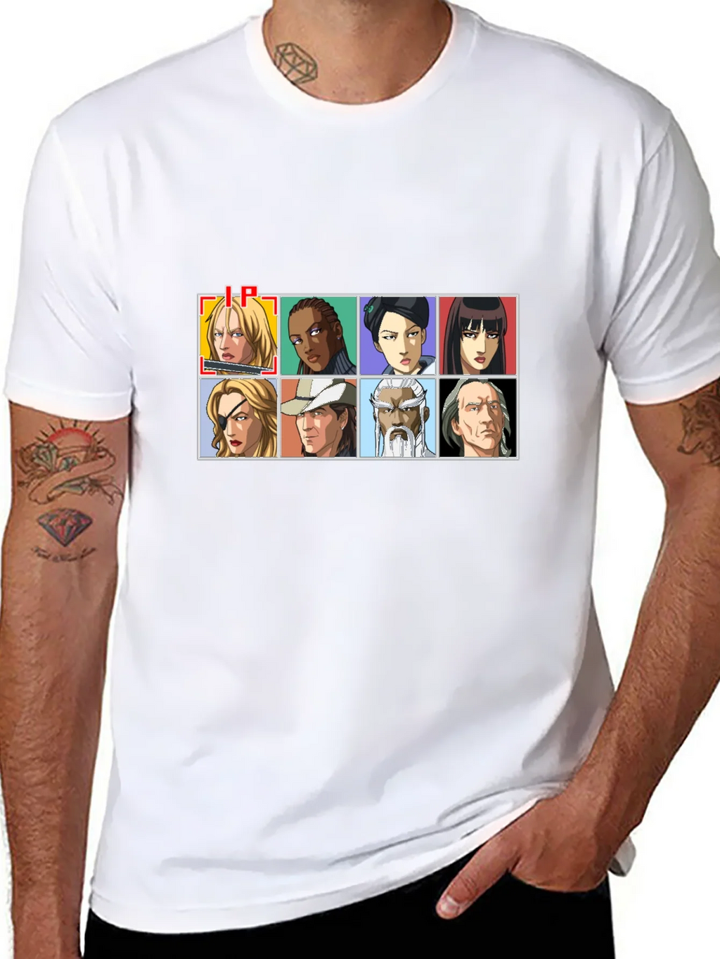 Anime Character Grid Black T-Shirt product image 7