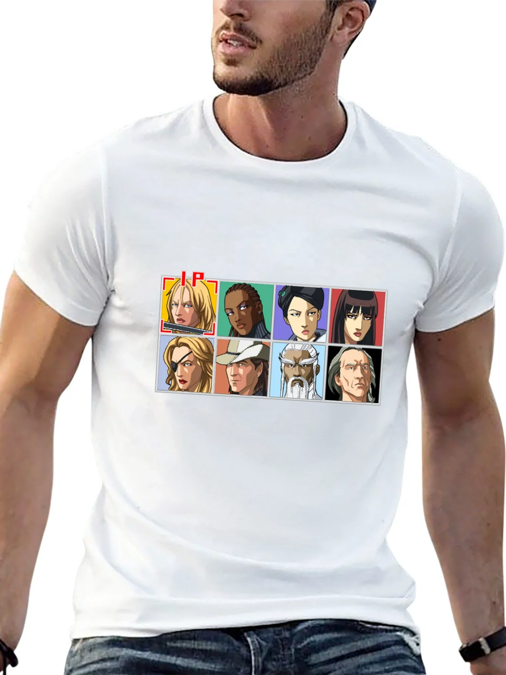 Anime Character Grid Black T-Shirt product image 12