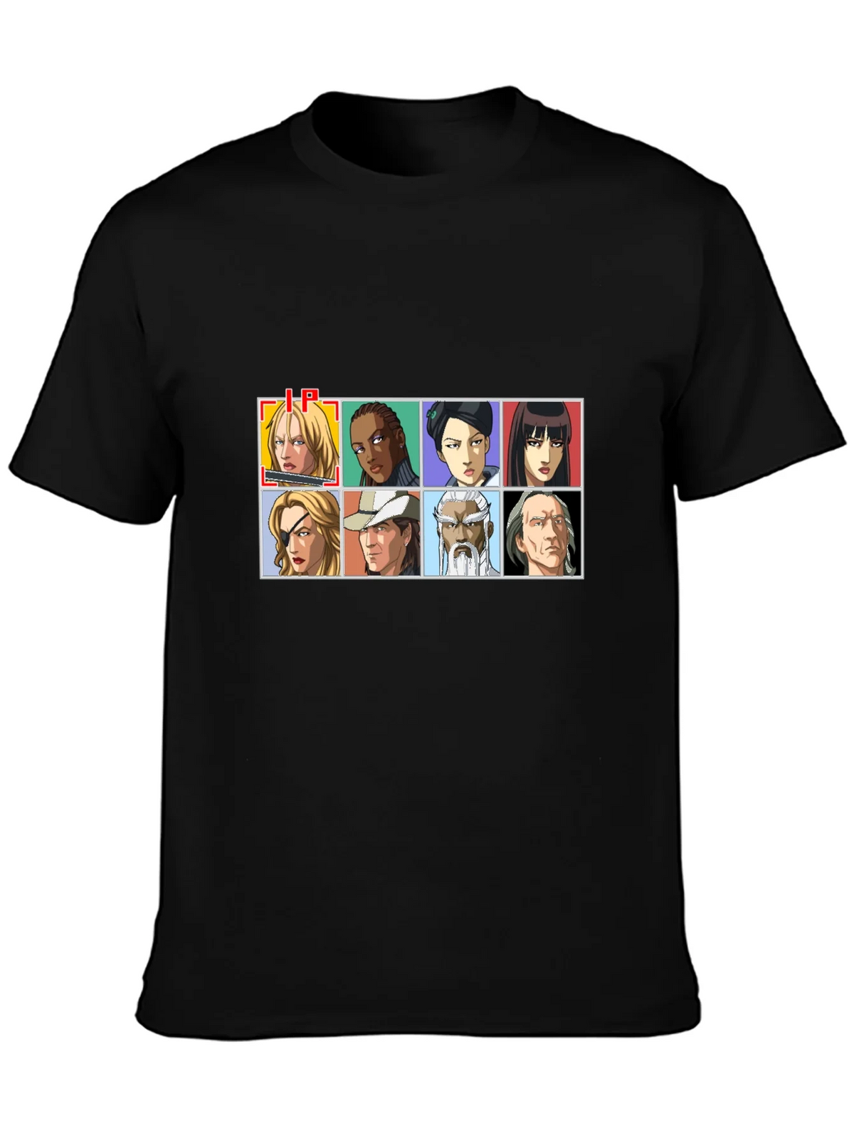 Anime Character Grid Black T-Shirt product image 3