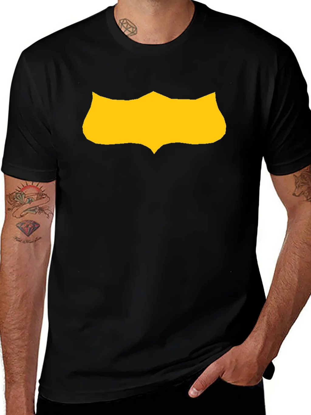 Black T-Shirt with Gold Shield Graphic product image 1