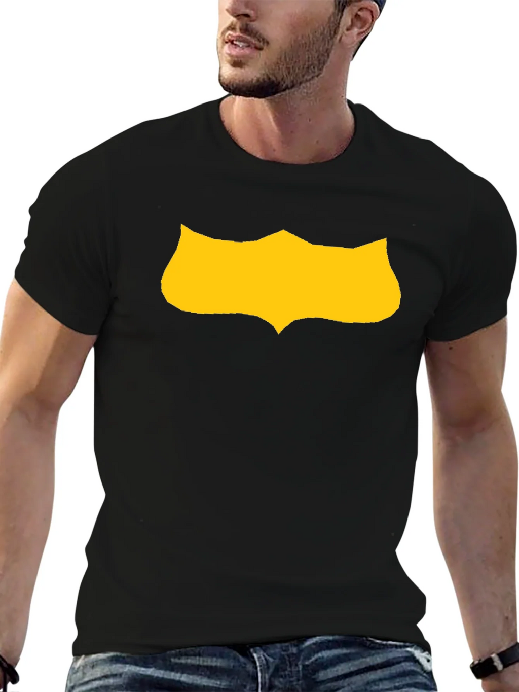 Black T-Shirt with Gold Shield Graphic product image 5