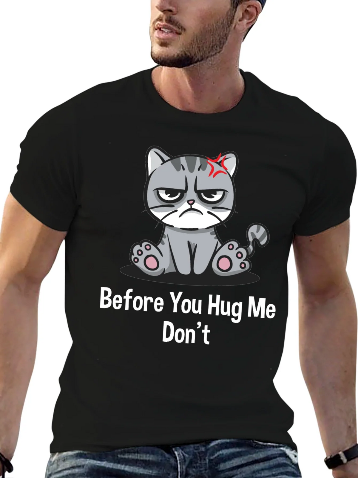 Grumpy Cat Graphic Tee - Before You Hug Me Dont Black product image 5